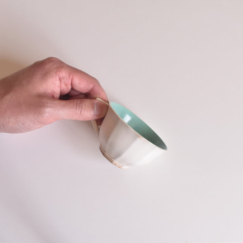 Vintage coffee cup Digoin & Sarreguemines Décagon Turquoise