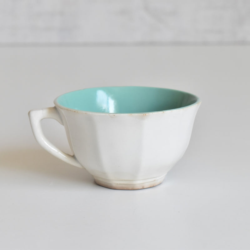 Vintage coffee cup Digoin & Sarreguemines Décagon Turquoise