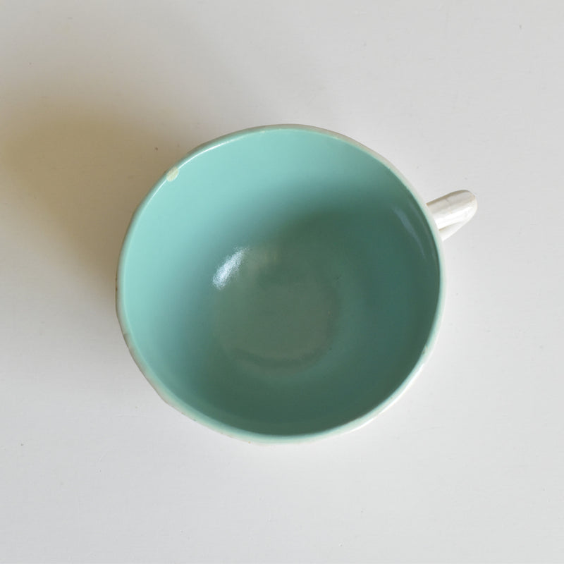 Vintage coffee cup Digoin & Sarreguemines Décagon Turquoise