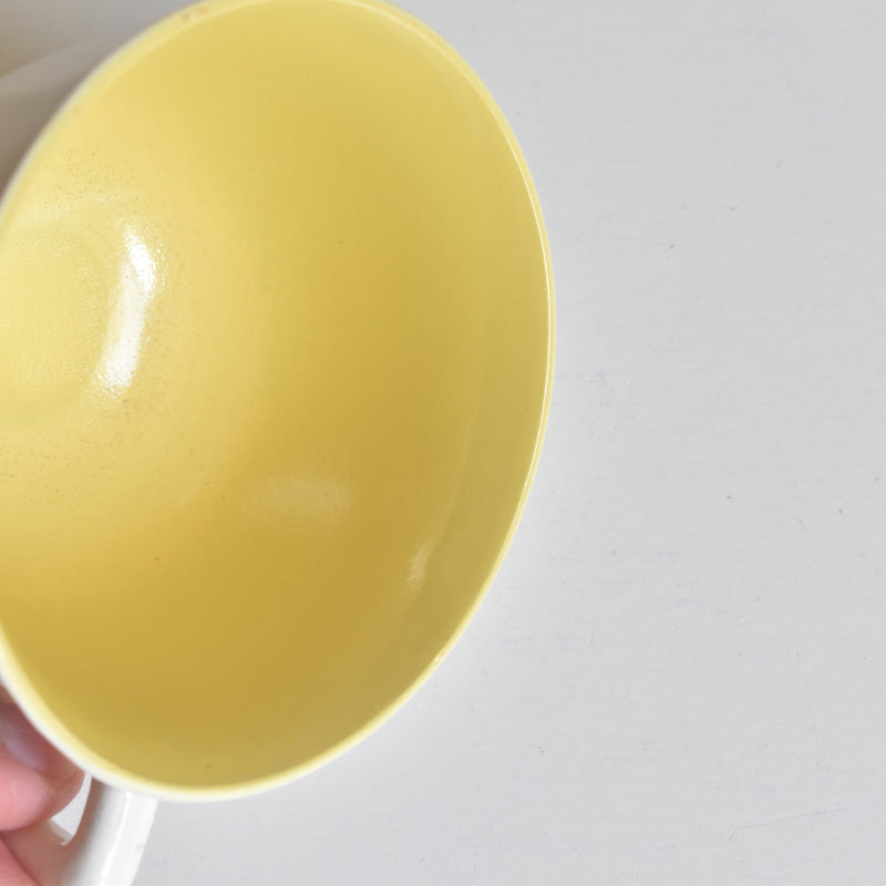 Vintage Coffee Cup Digoin & Sarreguemines Decagon Yellow