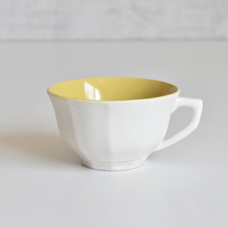 Vintage Coffee Cup Digoin & Sarreguemines Decagon Yellow