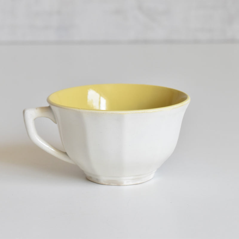 Vintage Coffee Cup Digoin & Sarreguemines Decagon Yellow