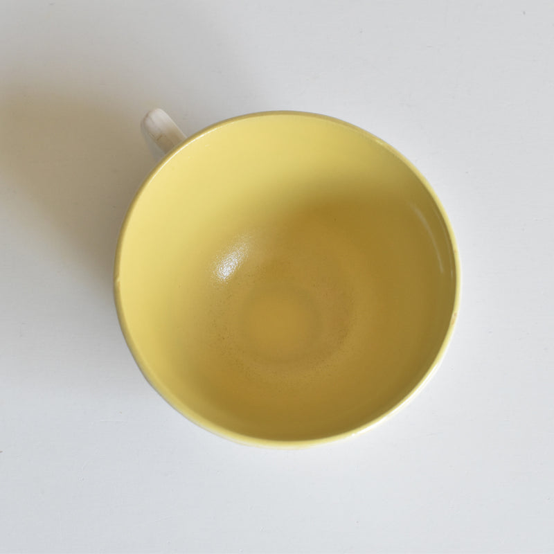 Vintage Coffee Cup Digoin & Sarreguemines Decagon Yellow