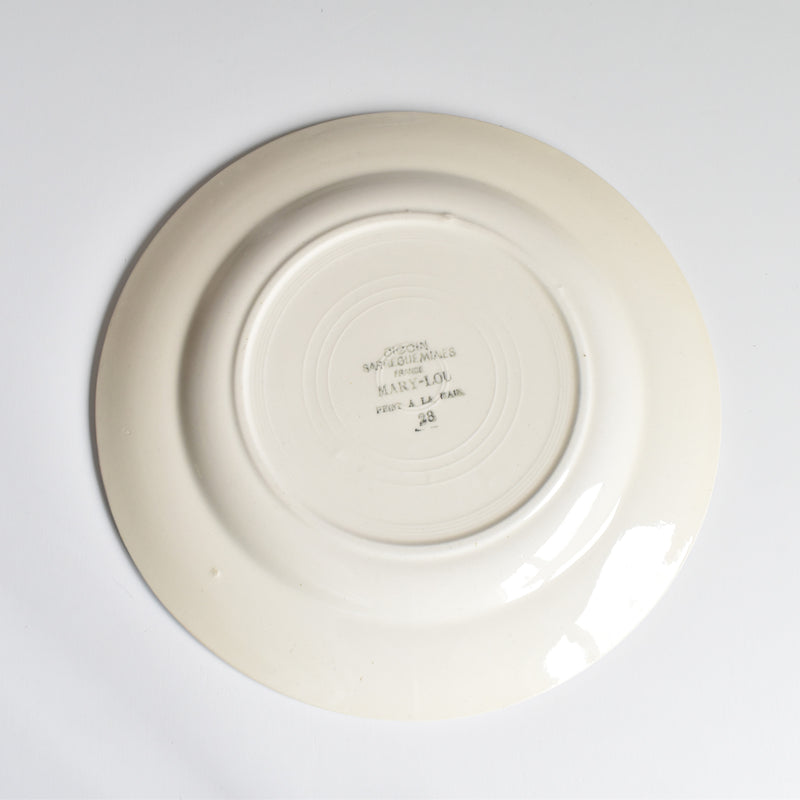 Vintage Plate Digoin & Sarreguemines Mary-Lou Cream A