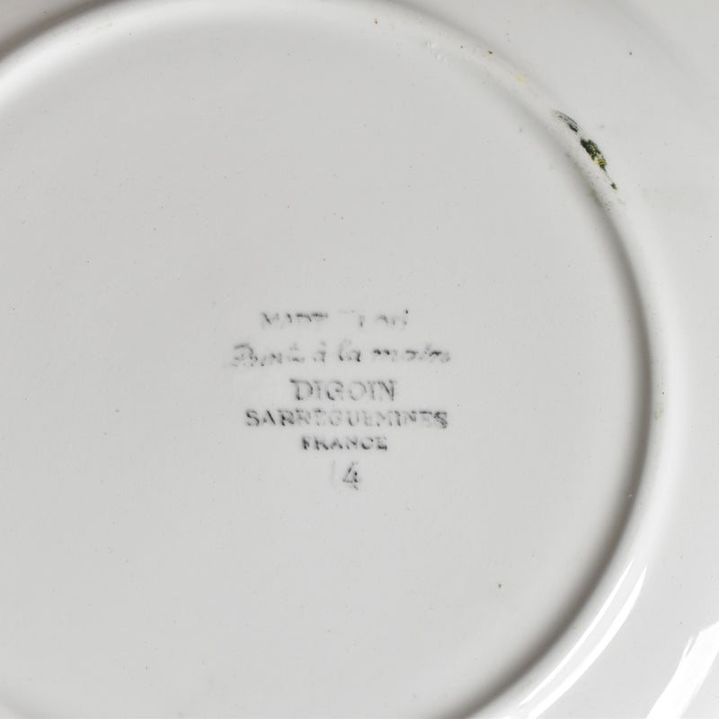 Vintage Dessert Plate Digoin & Sarreguemines Mary-Lou White A