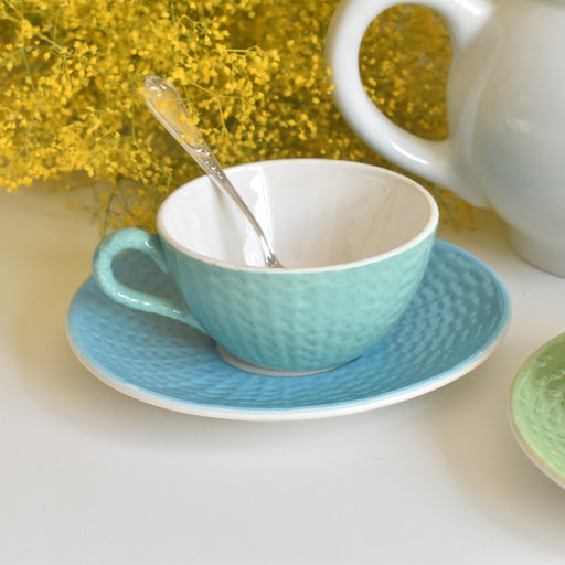 ヴィンテージカップ＆ソーサー ディゴワン＆サルグミンヌ パニエ ターコイズ＆ブルー