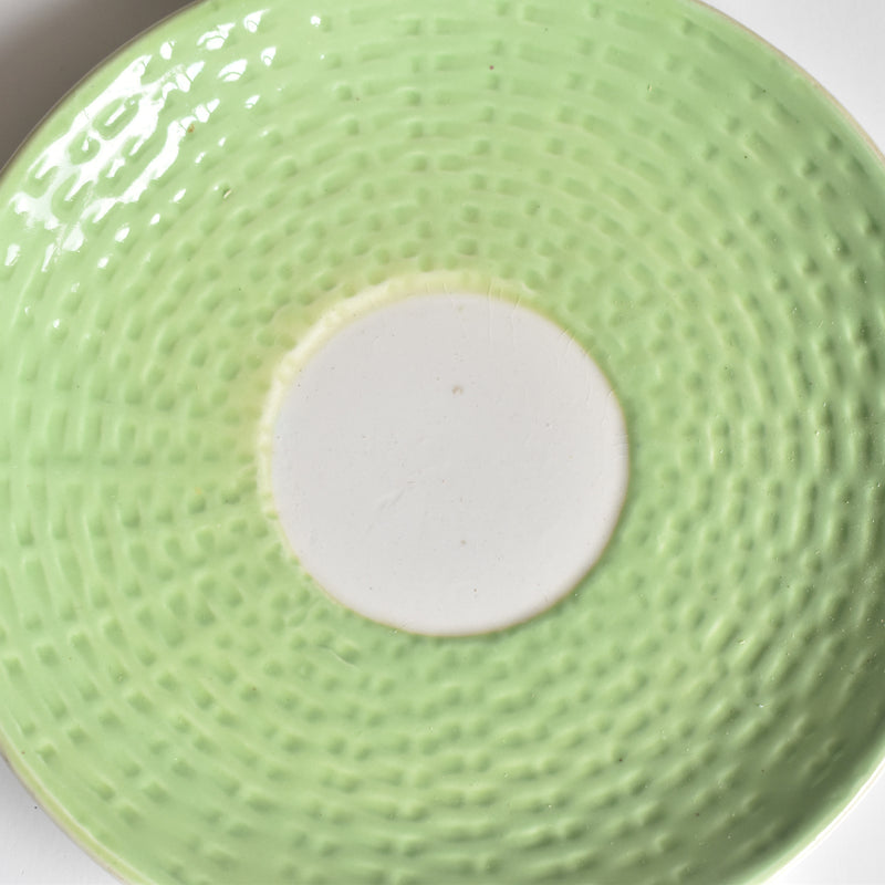 Vintage Cup & Saucer Digoin & Sarreguemines Panier Green