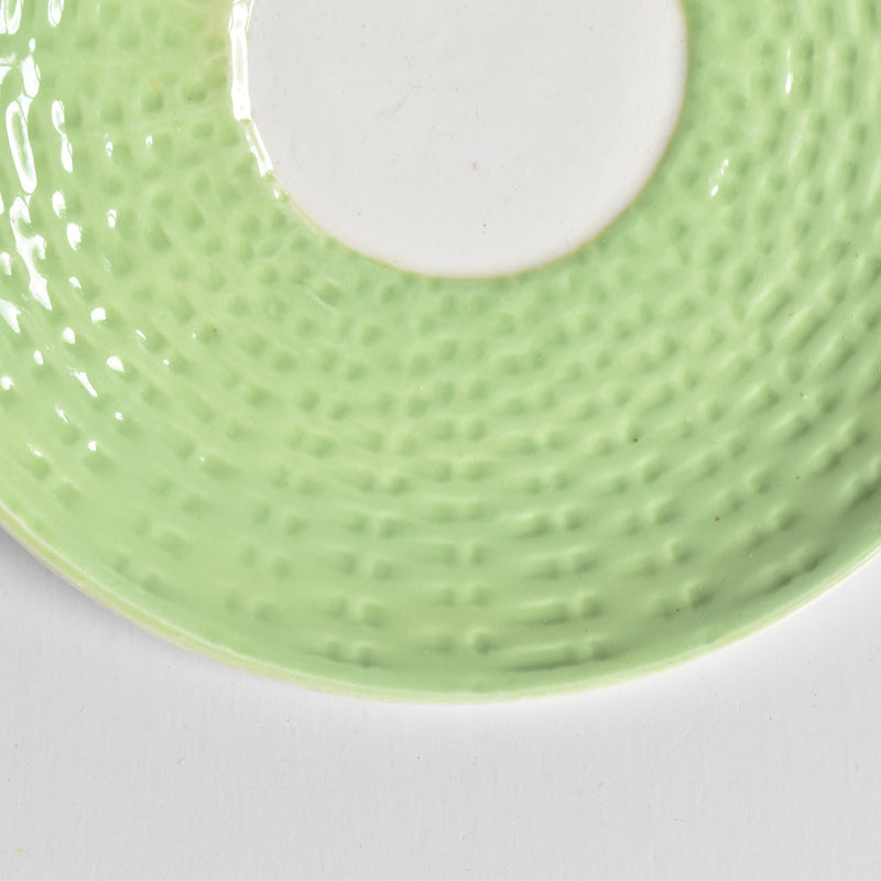 Vintage Cup & Saucer Digoin & Sarreguemines Panier Green