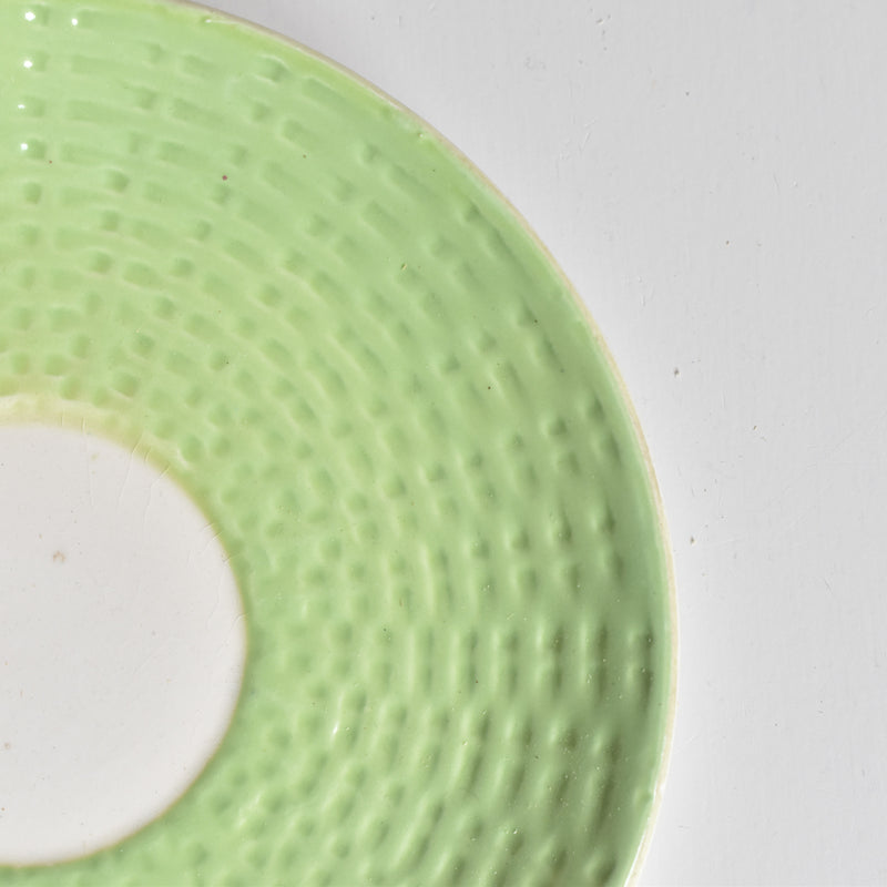 Vintage Cup & Saucer Digoin & Sarreguemines Panier Green