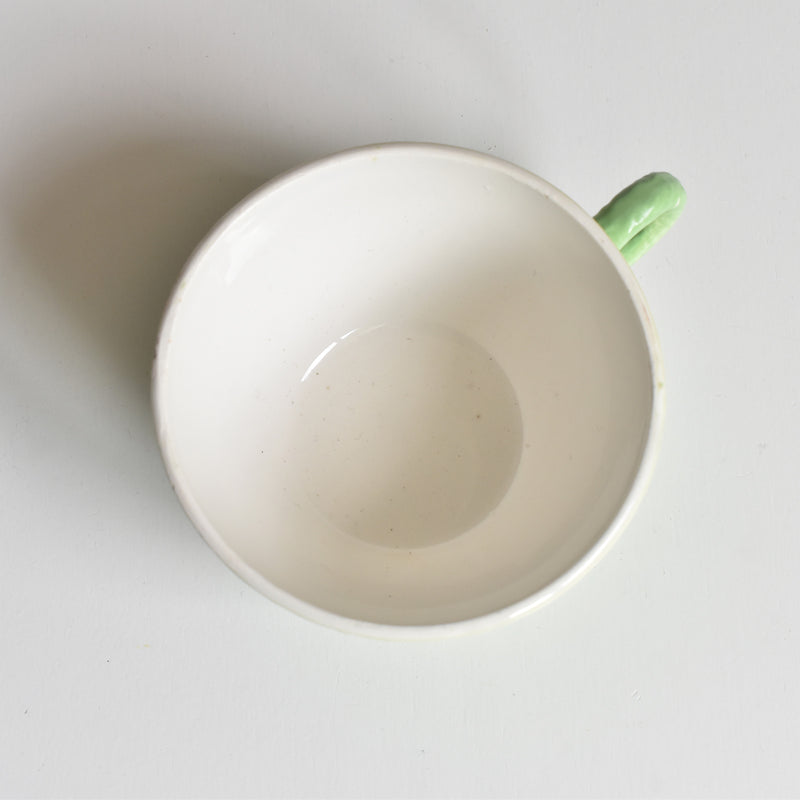 Vintage Cup & Saucer Digoin & Sarreguemines Panier Green