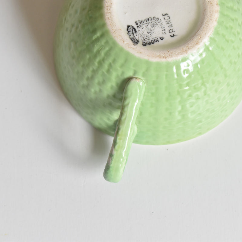 Vintage Cup & Saucer Digoin & Sarreguemines Panier Green