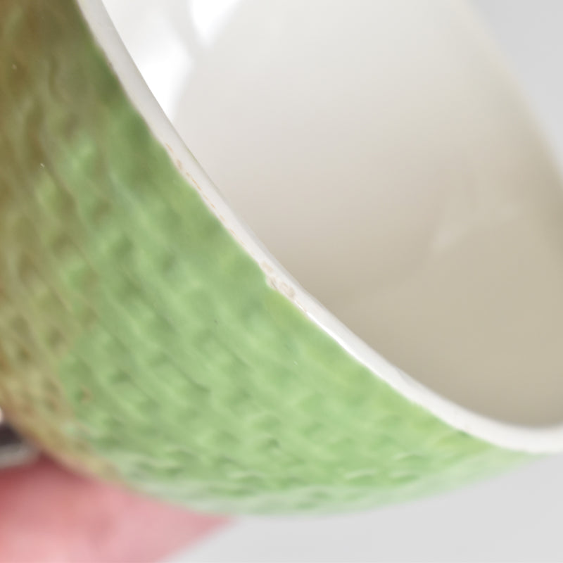 Vintage Cup & Saucer Digoin & Sarreguemines Panier Green