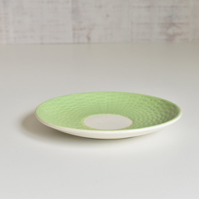 Vintage Cup & Saucer Digoin & Sarreguemines Panier Green