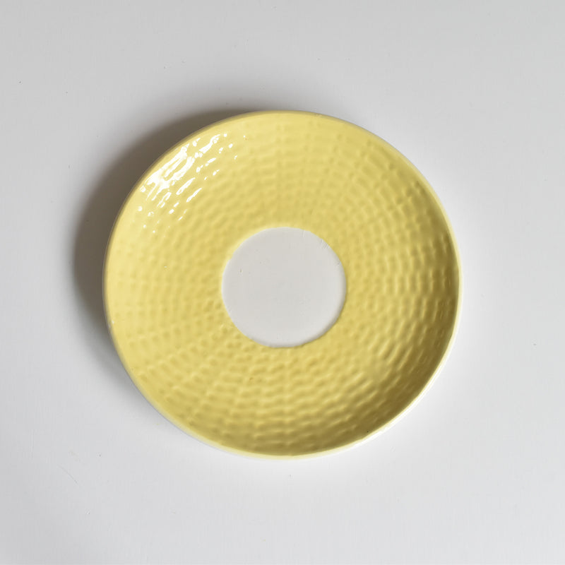 Vintage Cup & Saucer, Digoin & Sarreguemines Panier Yellow