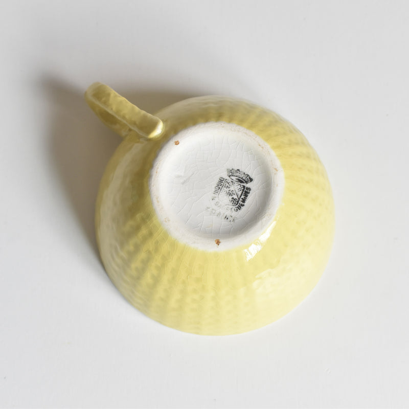 Vintage Cup & Saucer, Digoin & Sarreguemines Panier Yellow