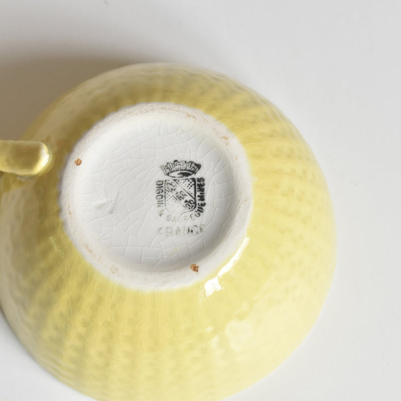 Vintage Cup & Saucer, Digoin & Sarreguemines Panier Yellow