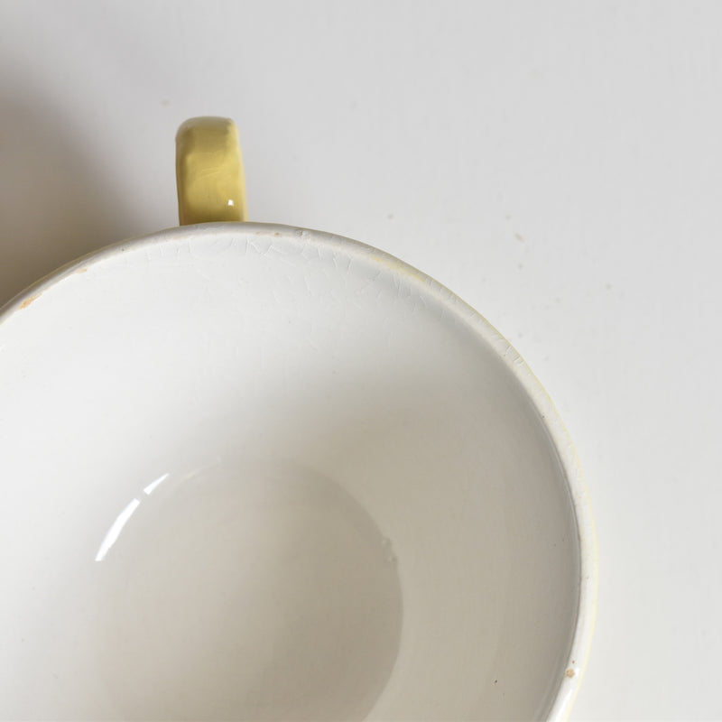 Vintage Cup & Saucer, Digoin & Sarreguemines Panier Yellow