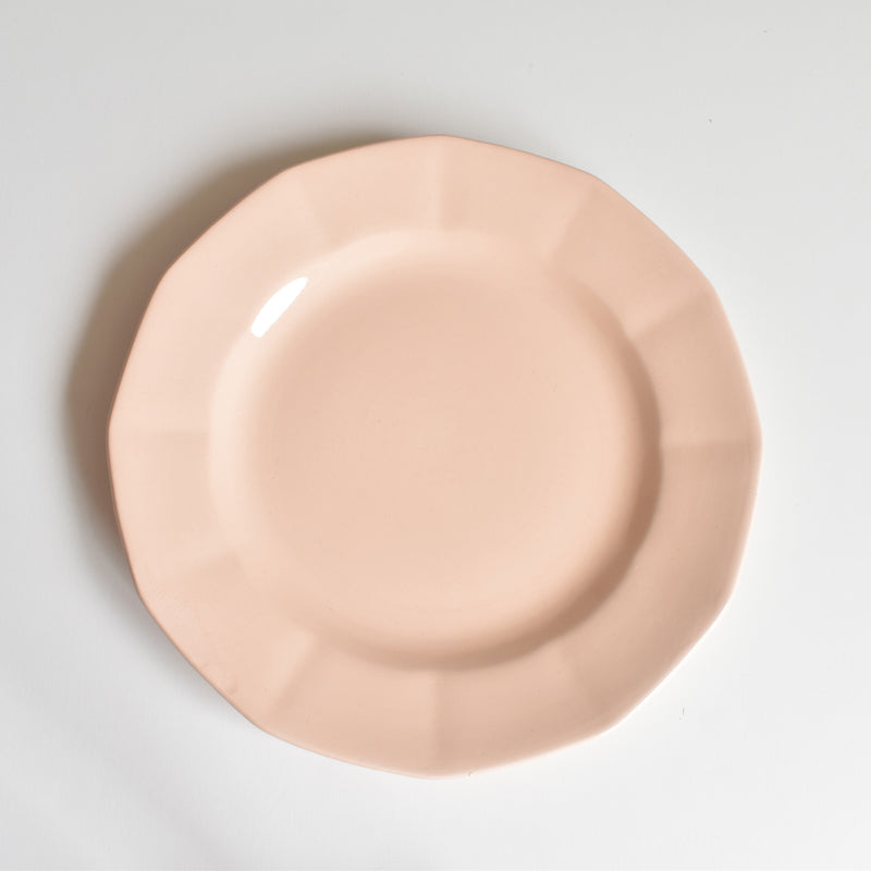Vintage Dessert Plate, Digoin & Sarreguemines, Dodecagon Pink A