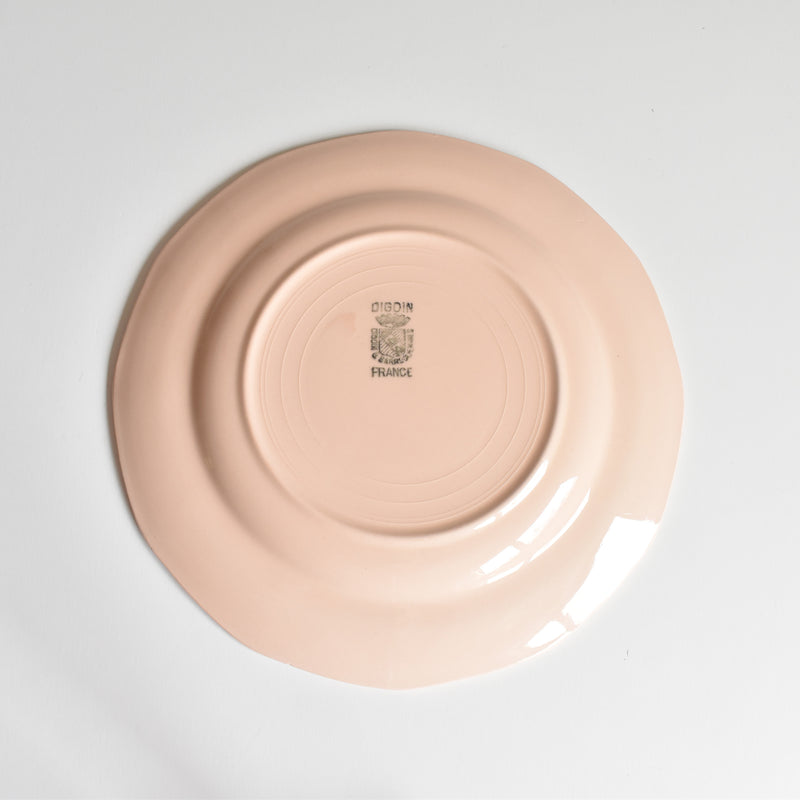 Vintage Dessert Plate, Digoin & Sarreguemines, Dodecagon Pink A