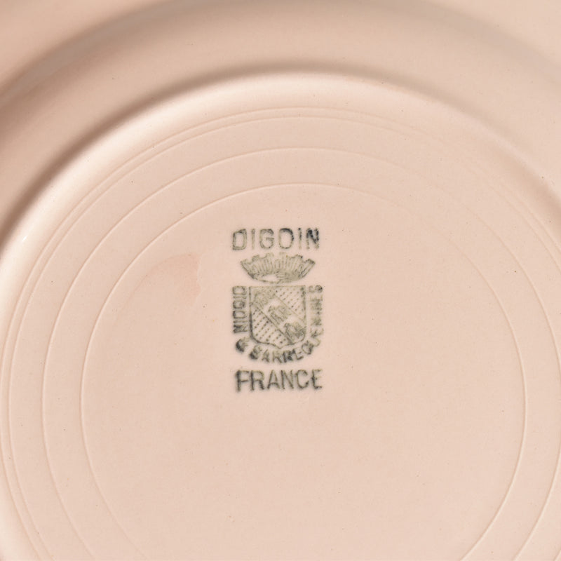 Vintage Dessert Plate, Digoin & Sarreguemines, Dodecagon Pink A