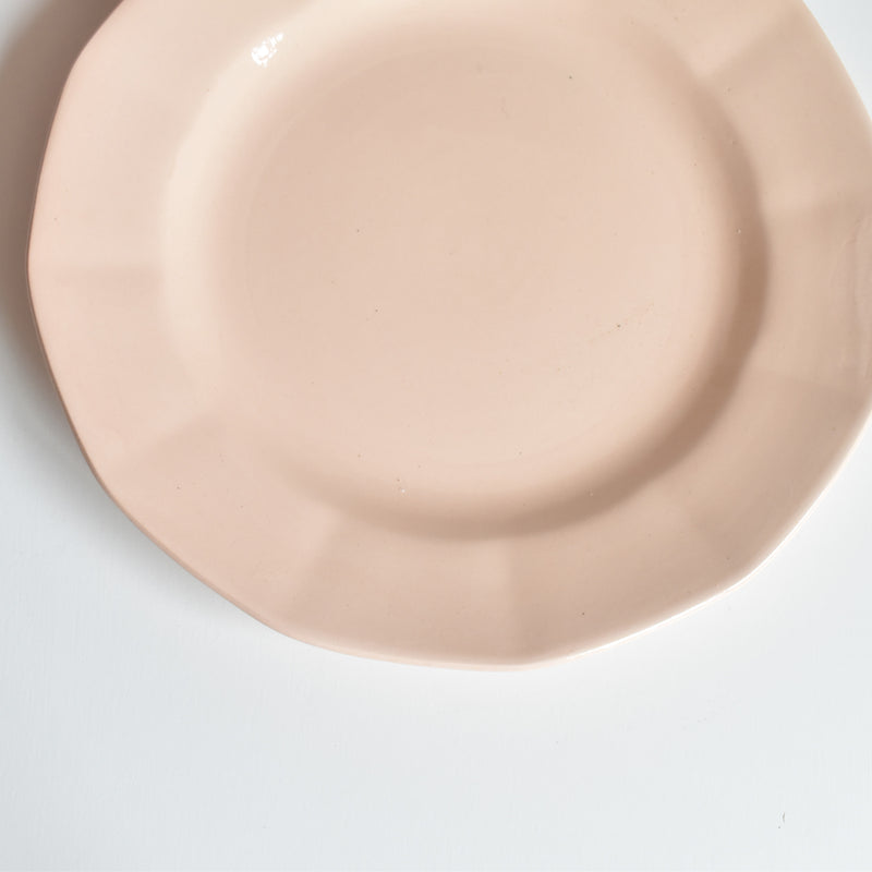 Vintage Dessert Plate Digoin & Sarreguemines Dodecagon Pink C