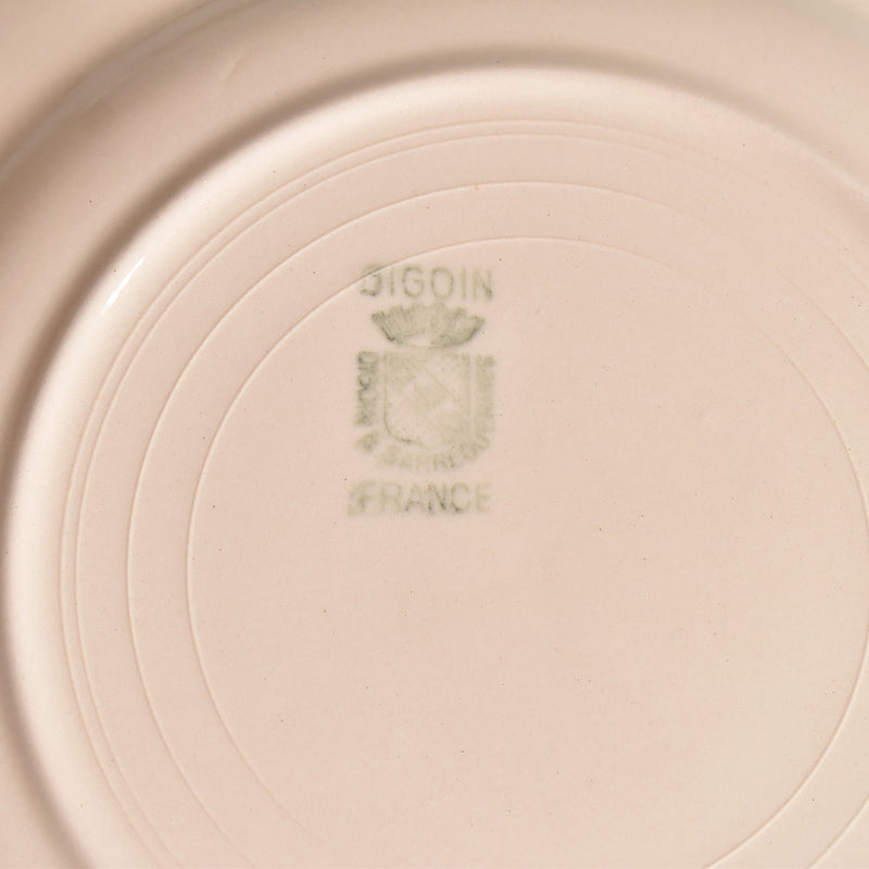 Vintage Dessert Plate Digoin & Sarreguemines Dodecagon Pink E