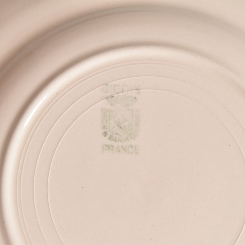 Vintage Dessert Plate, Digoin & Sarreguemines, Dodecagon, Pink, F