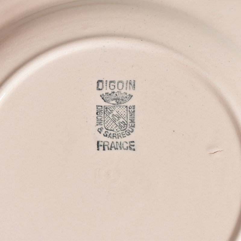 Vintage Dessert Plate, Digoin & Sarreguemines, Dodecagon, Pink, H