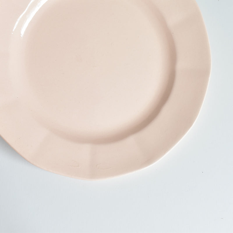 Vintage Dessert Plate, Digoin & Sarreguemines, Dodecagon, Pink, H
