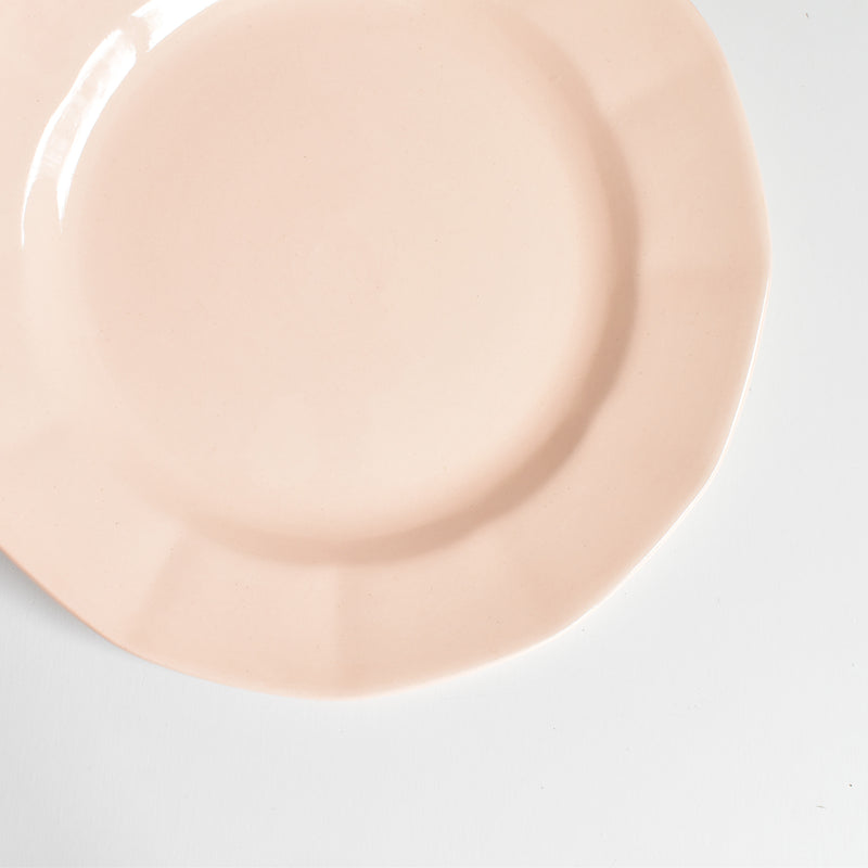 Vintage Dessert Plate, Digoin & Sarreguemines, Dodecagon, Pink, J