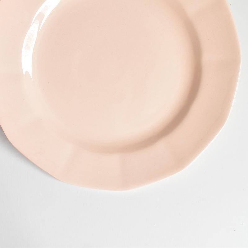 Vintage Dessert Plate, Digoin & Sarreguemines, Dodecagon, Pink, J