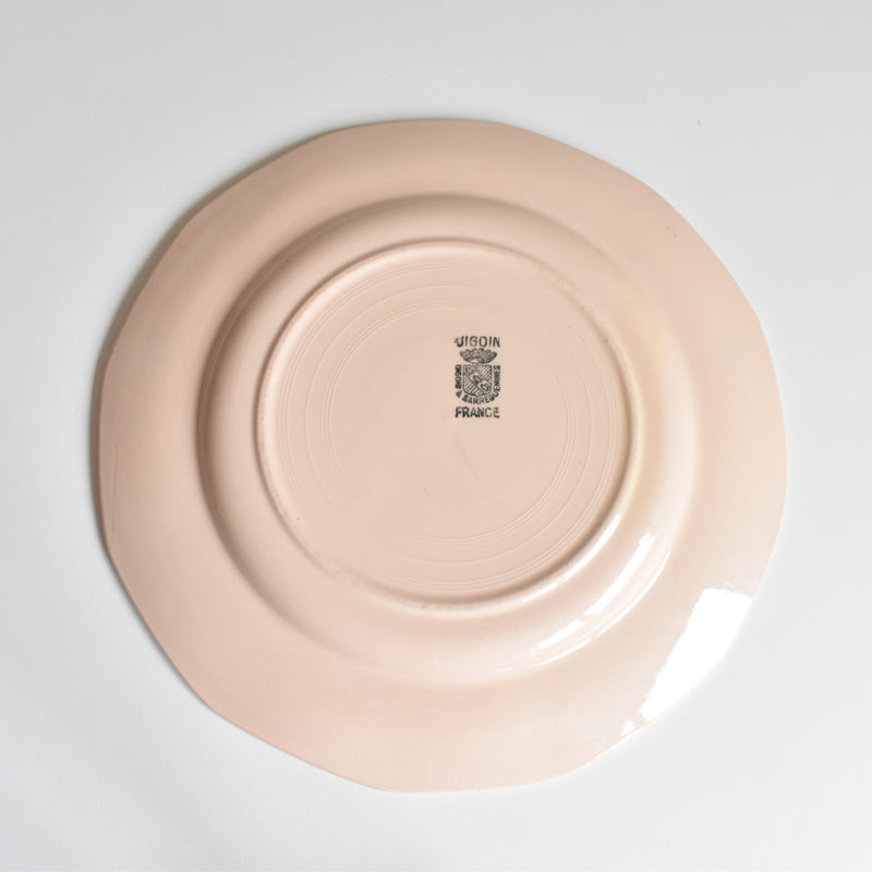 Vintage Plate Digoin & Sarreguemines Dodecagon Pink C