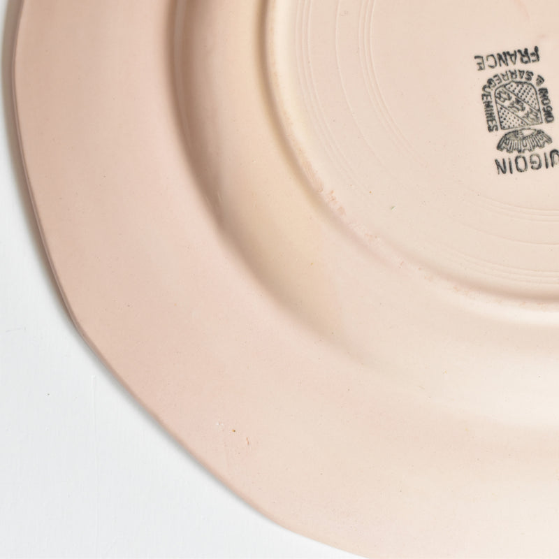 Vintage Plate Digoin & Sarreguemines Dodecagon Pink C