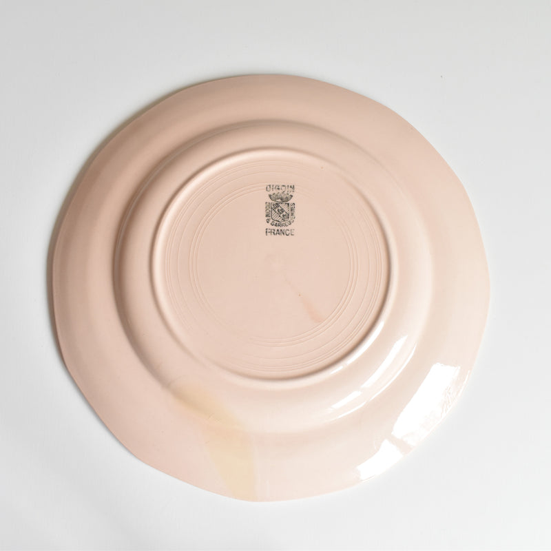 Vintage Plate Digoin & Sarreguemines Dodecagon Pink E