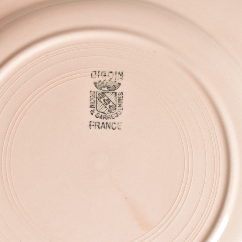 Vintage Plate Digoin & Sarreguemines Dodecagon Pink E