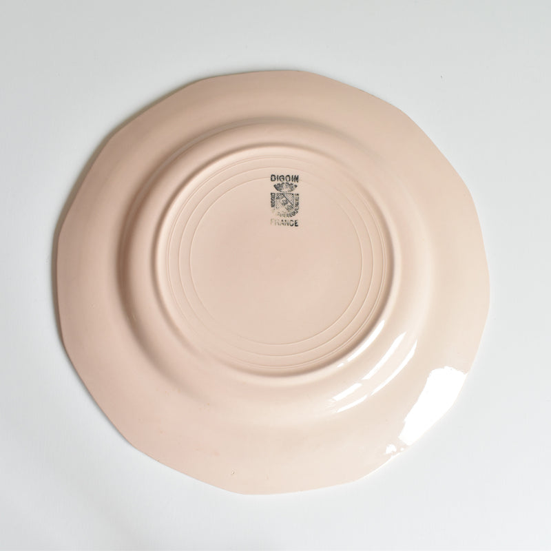 Vintage Plate, Digoin & Sarreguemines, Decagon, Pink G