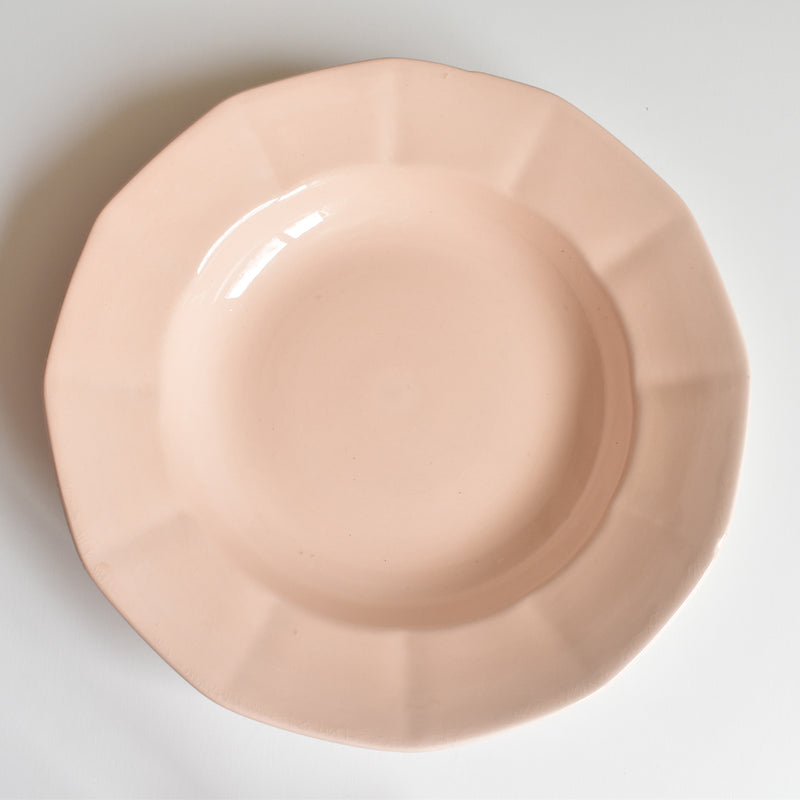 Vintage Deep Plate Digoin & Sarreguemines Dodecagon Pink A