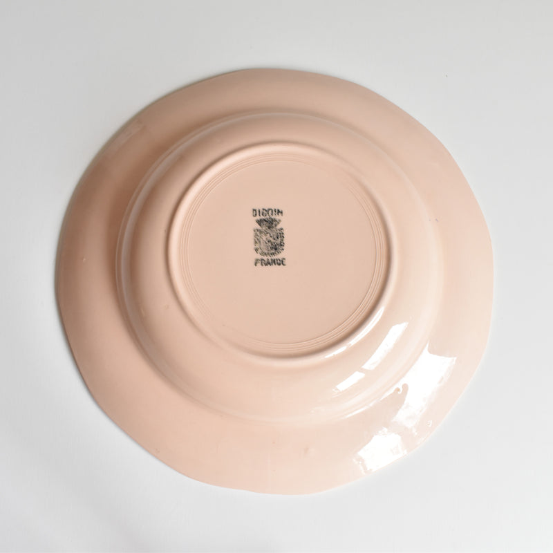 Vintage Deep Plate Digoin & Sarreguemines Dodecagon Pink A