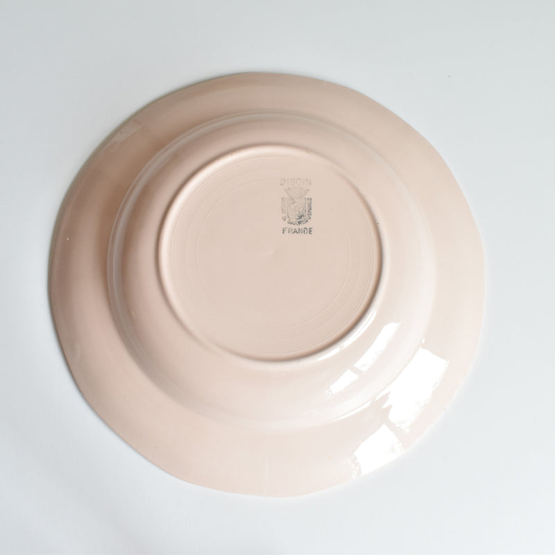 Vintage Deep Plate, Digoin & Sarreguemines, Dodecagon, Pink B