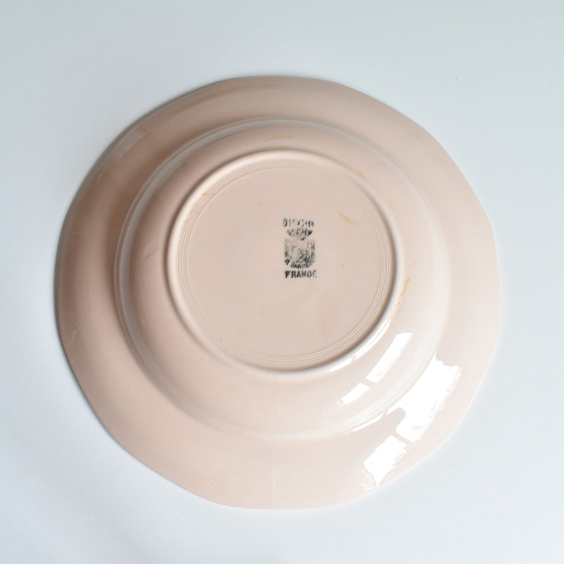 Vintage Digoin & Sarreguemines Dodecagon Deep Plate, Pink D