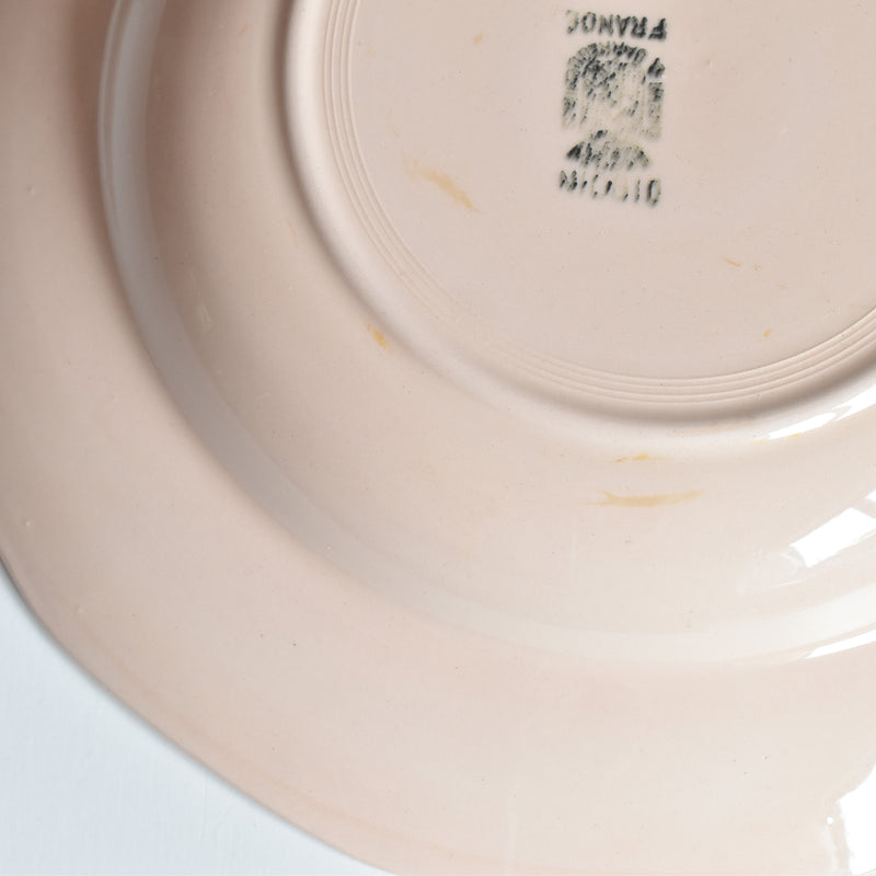 Vintage Digoin & Sarreguemines Dodecagon Deep Plate, Pink D