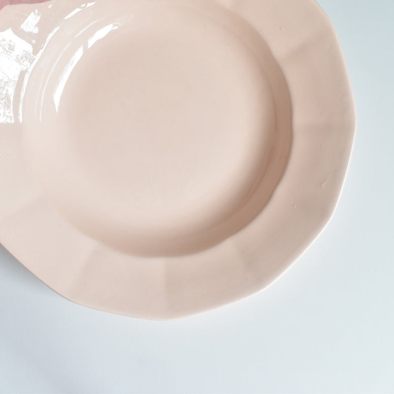 Vintage Digoin & Sarreguemines Dodecagon Deep Plate, Pink D