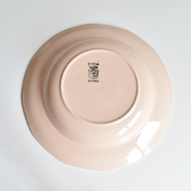 Vintage Deep Plate, Digoin & Sarreguemines, Dodecagon, Pink, H