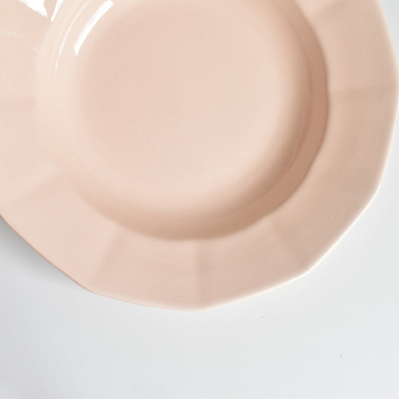 Vintage Deep Plate, Digoin & Sarreguemines, Dodecagon, Pink, H