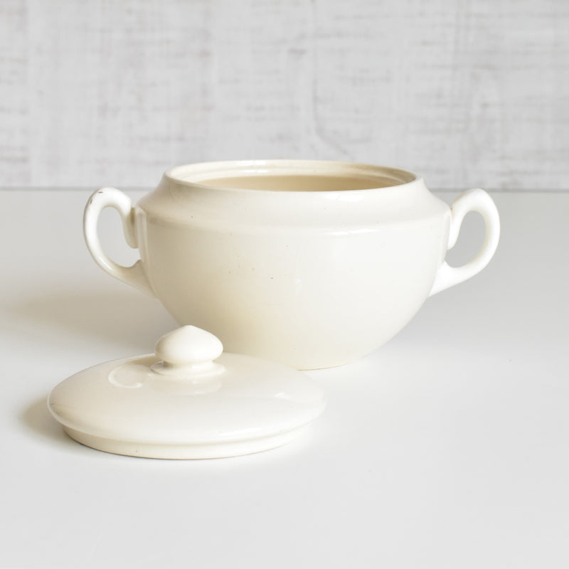 Vintage Digoin & Sarreguemines Sugar Pot, Cream
