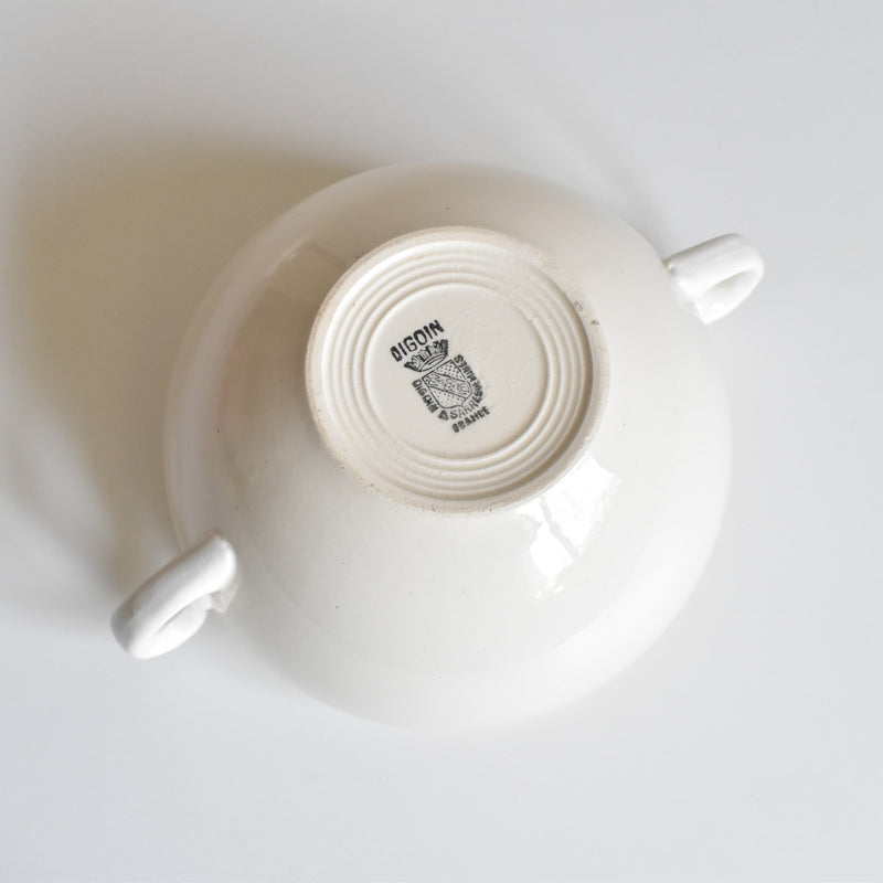 Vintage Digoin & Sarreguemines Sugar Pot, Cream