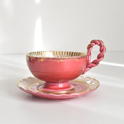 ヴィンテージチョコレートカップ＆ソーサー A.Dressinval ア.ドラサンヴァル ピンク