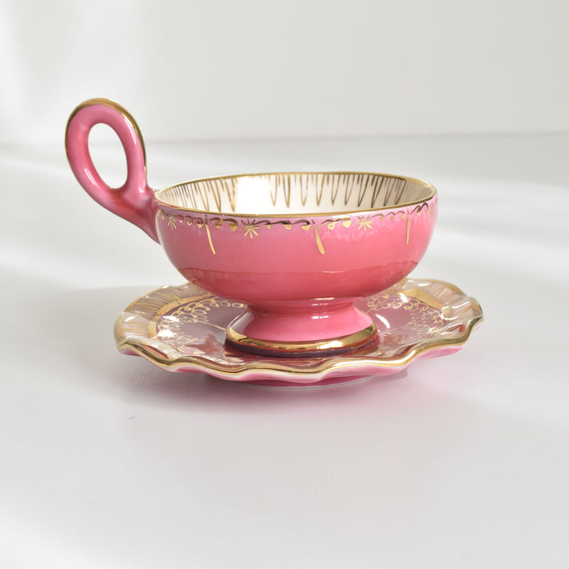 ヴィンテージコーヒーカップ＆ソーサー A.Dressinval ア.ドラサンヴァル ピンク