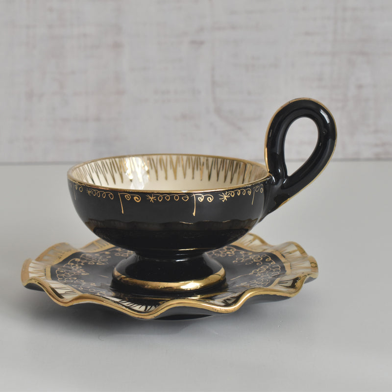 ヴィンテージコーヒーカップ＆ソーサー A.Dressinval ア.ドラサンヴァル ブラック