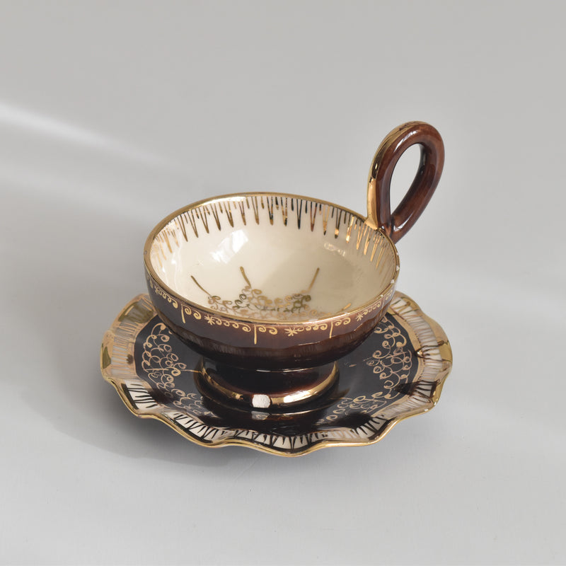 ヴィンテージコーヒーカップ＆ソーサー A.Dressinval ア.ドラサンヴァル ブラウン